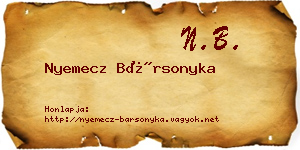 Nyemecz Bársonyka névjegykártya